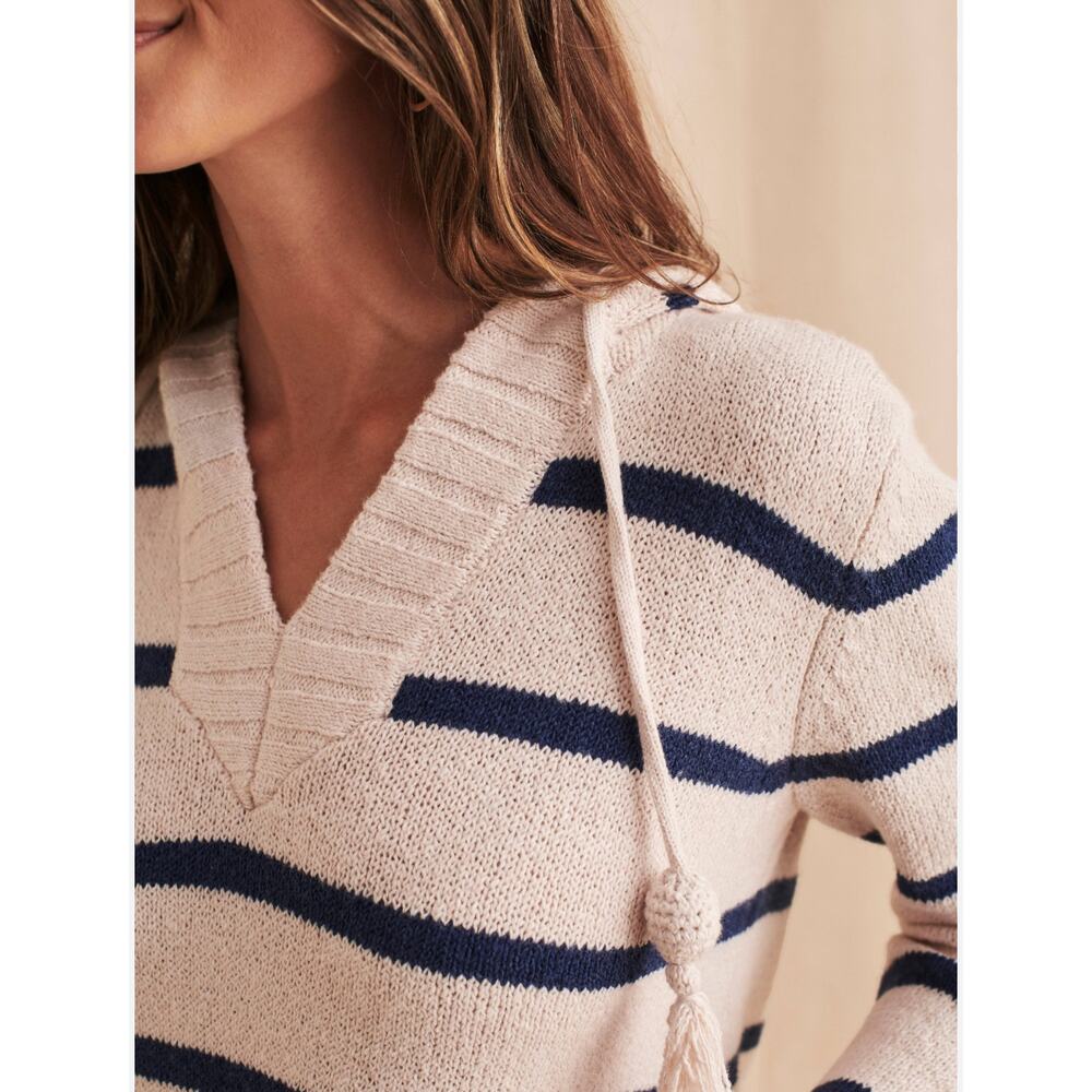 Faherty Kent Sweater Hoodie Stripes XS tassel Nautical Beachy Academia preppy - Picture 3 of 14